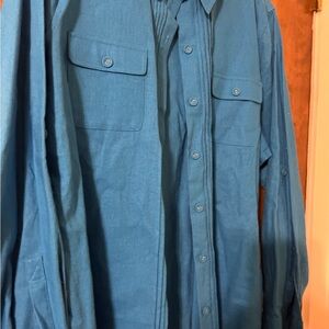 Studio Works Blue Button Down Shirt Linen Blend.